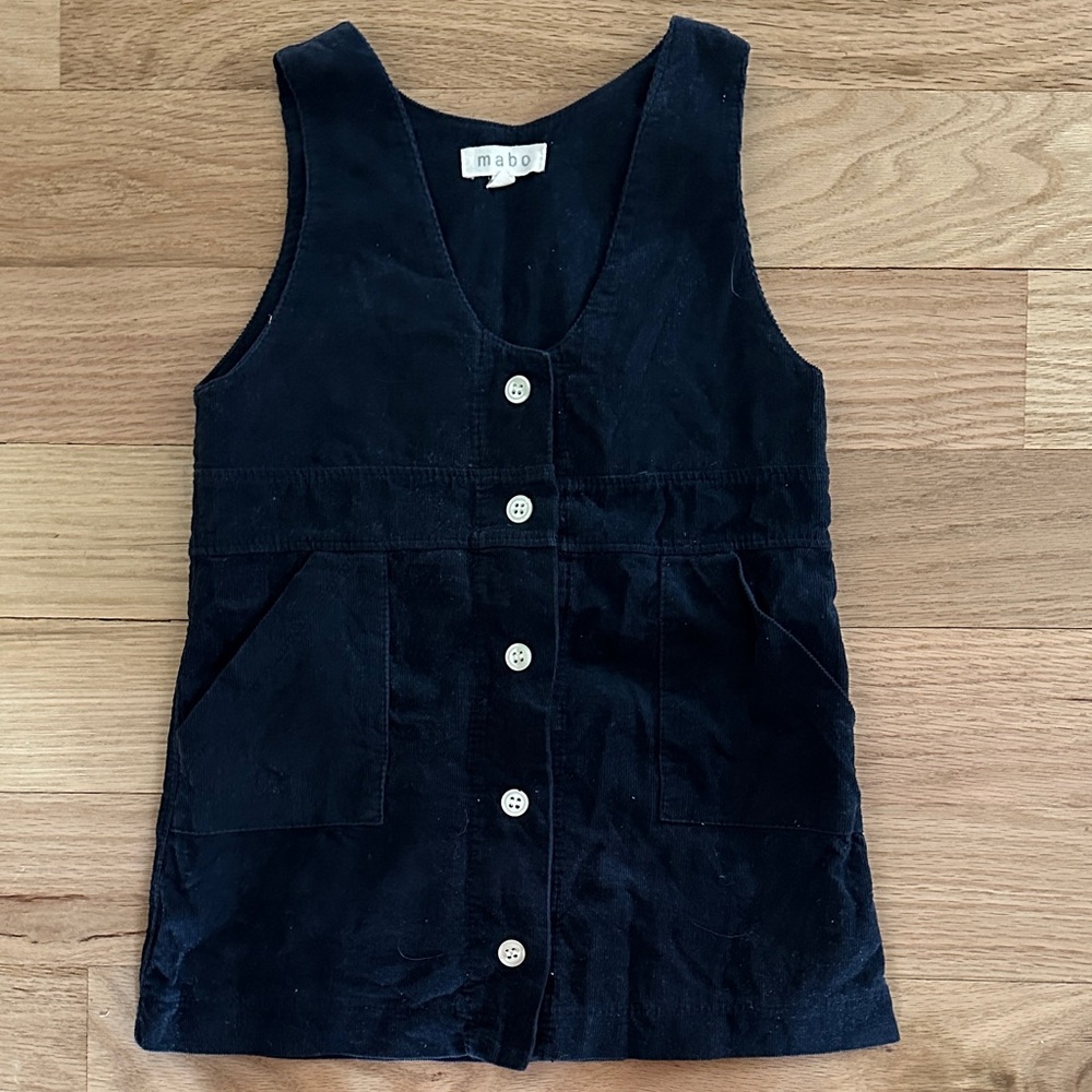 Mabo Clothier navy fine wale corduroy jumper with front buttons girls size 2/3